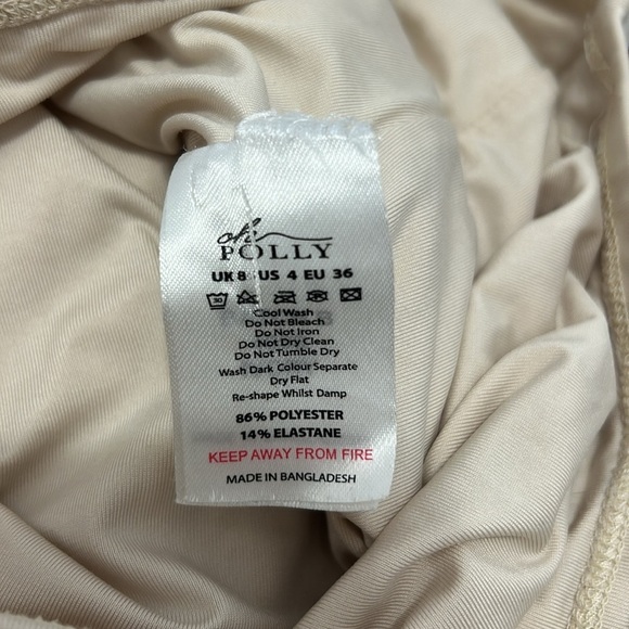 Oh Polly long sleeve Ruched Bodycon mini dress size 4 cream - Picture 6 of 6